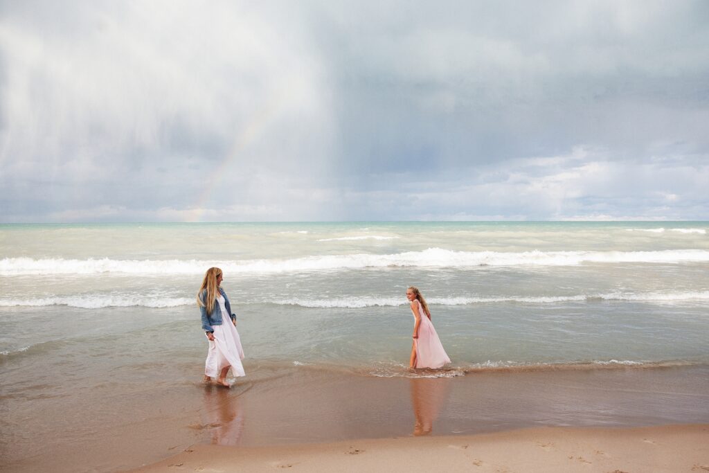 a mother and daughter are photographed on the beach in chicago, IL by Maggie Rife Ponce
