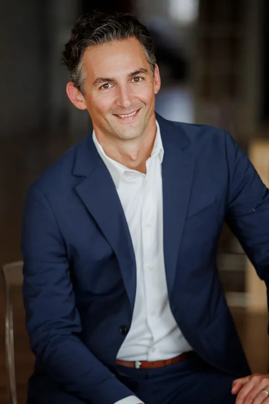 corporate portrait of a man in a suit in a chicago photo studio
